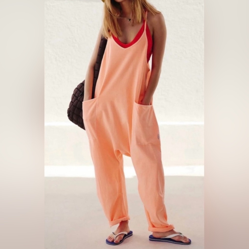 Free People FP Movement Hot Shot Onesie - Pastel Peach - Size Medium